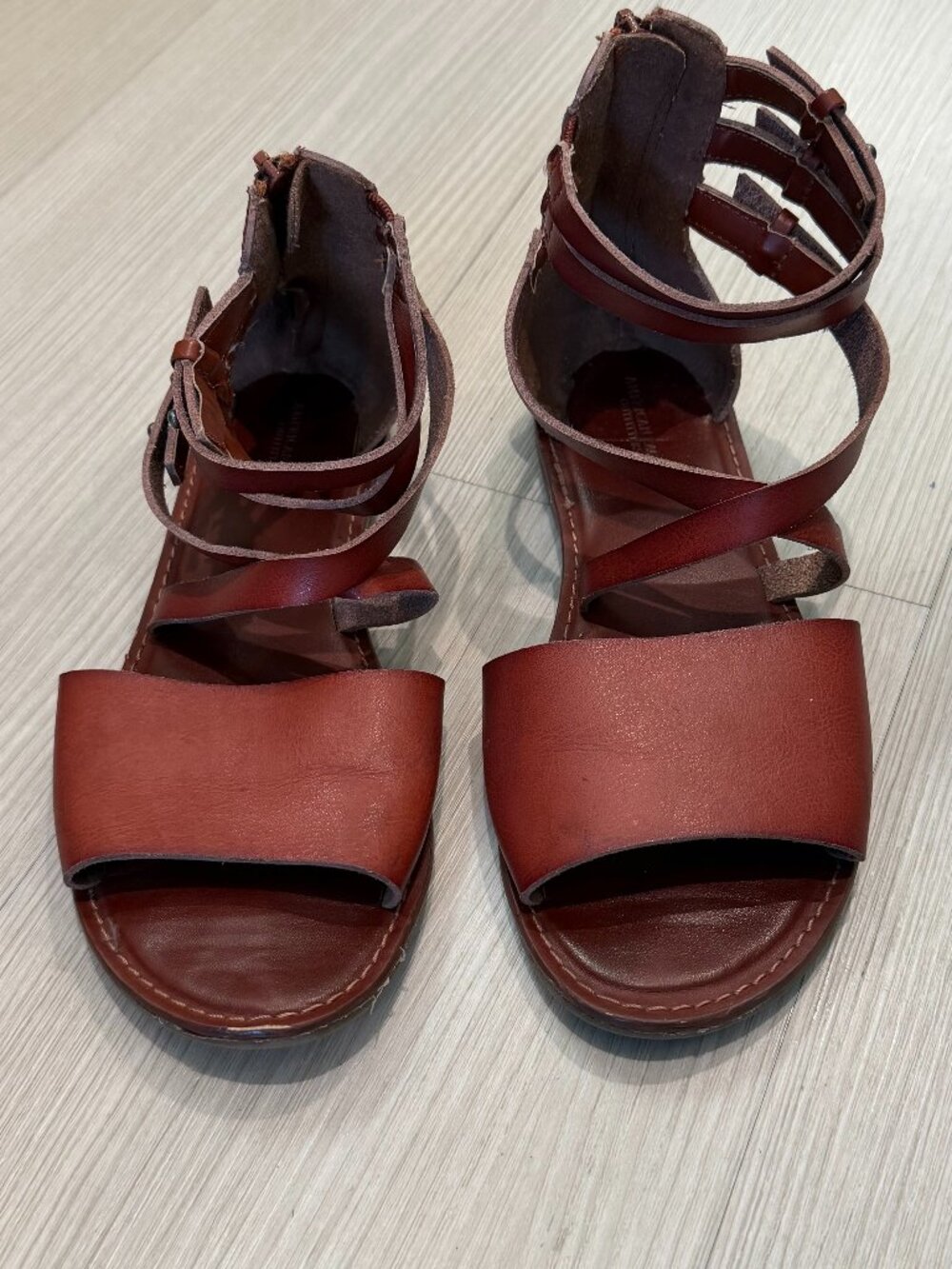 American Eagle: Brown Strappy Gladiator Flat Sandals - Size 7